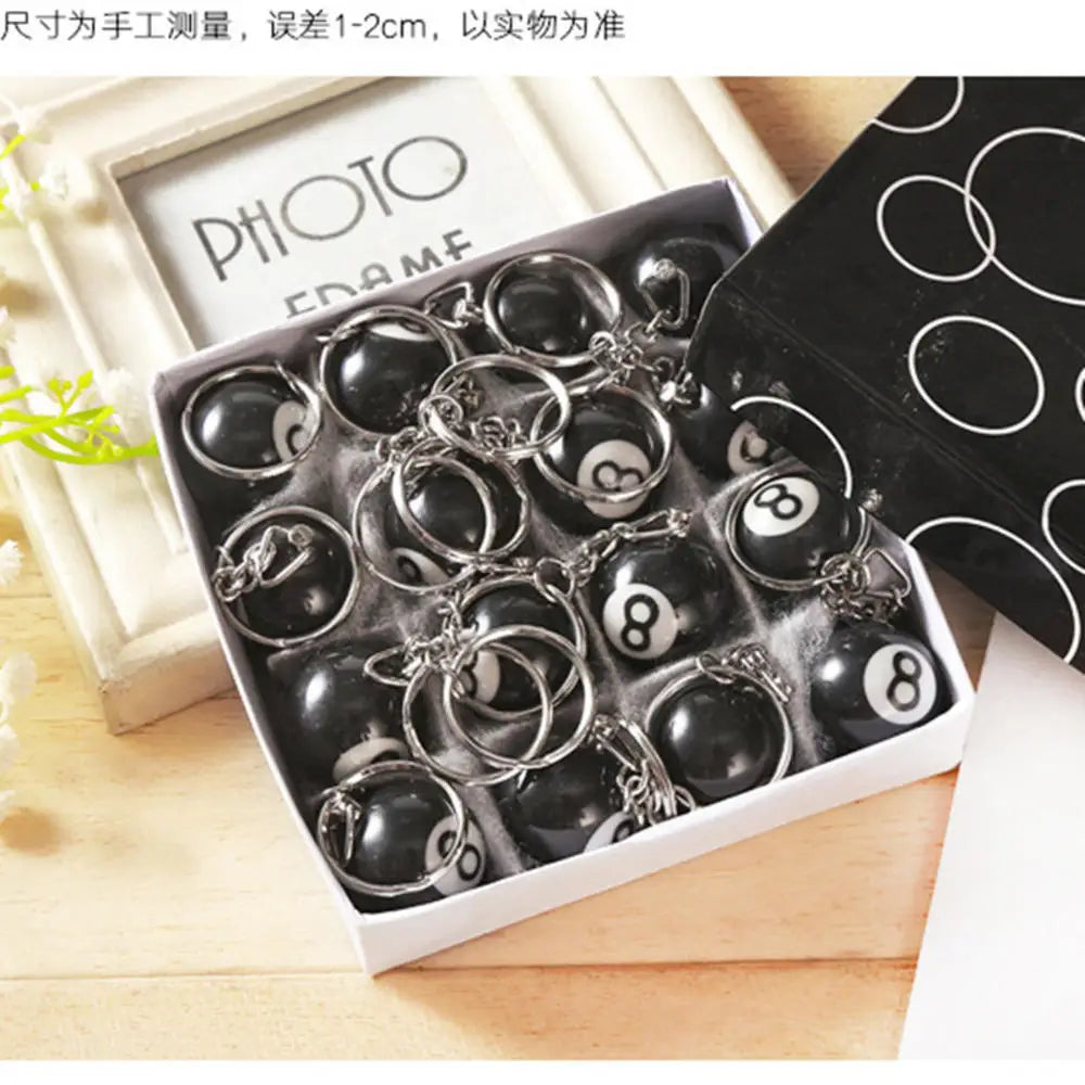 Black No 8 Billiard Keychain Mini Ball Pendant Key Ring Resin Keyring Bar Table Car Decoration Jewelry Game Souvenir Gifts