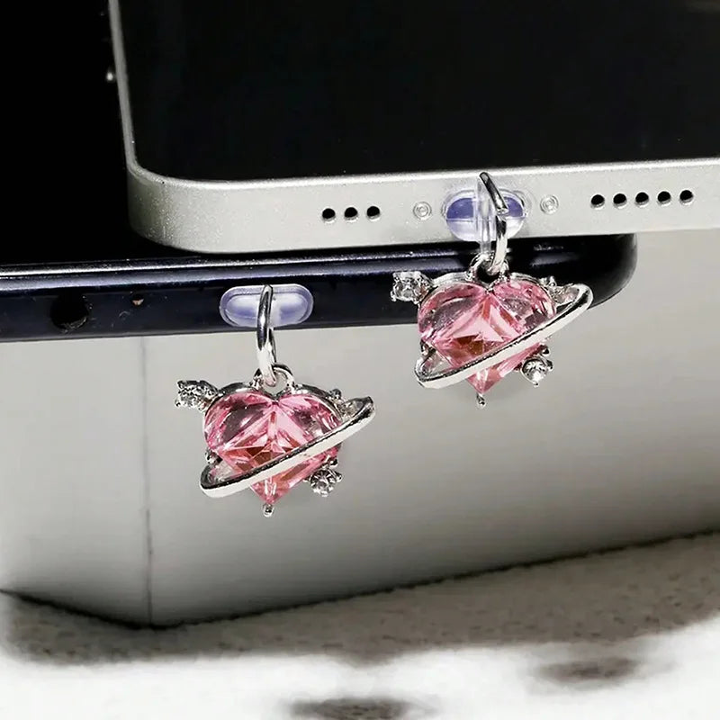 Mobile Phone Dust Plug Pendant New Butterfly With Artificial Pearls And Diamonds Accessory Decoration For iPhone Type-c Port