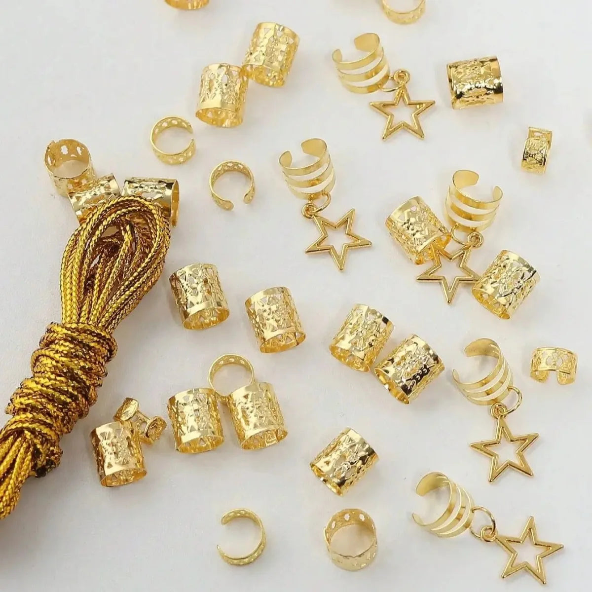 36pcs Dreadlock Hair Rings Adjustable Cuffs Clip Hair Braids Dirty Braids Bead Hairpin Hair Accessories Headwear for Women Girls