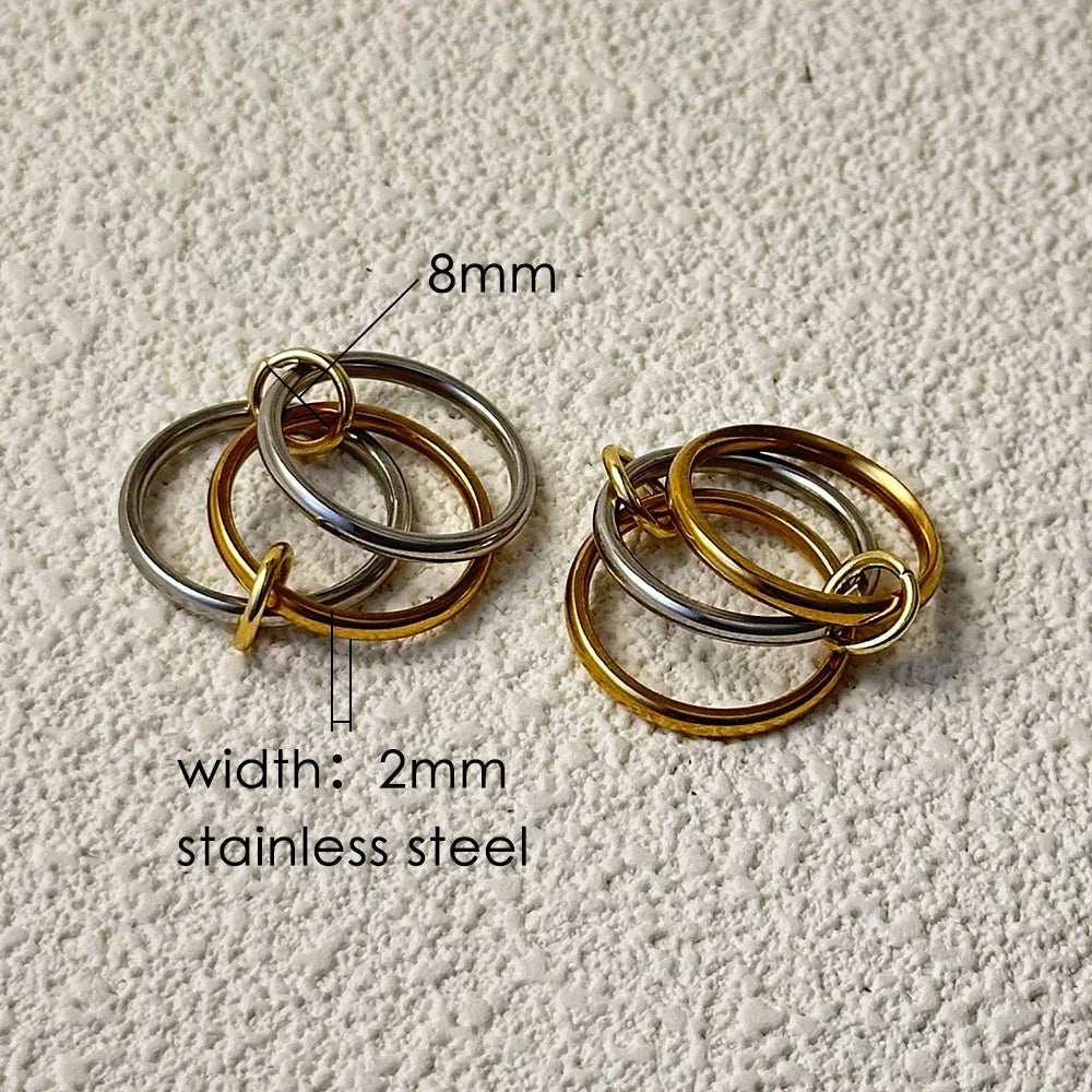 Simple Two-color Interlocked Stackable Rings For Women Minimalist Stainless Steel Three-pieces Spinelli Kilcollin Ring Jewelry