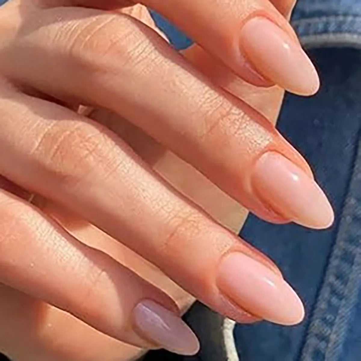 24Pcs Gradient Fake Nails Almond Press on Nails Solid Color Ombre Stick on Nails Full Cover Glazed Donut Acrylic Manicure Nail