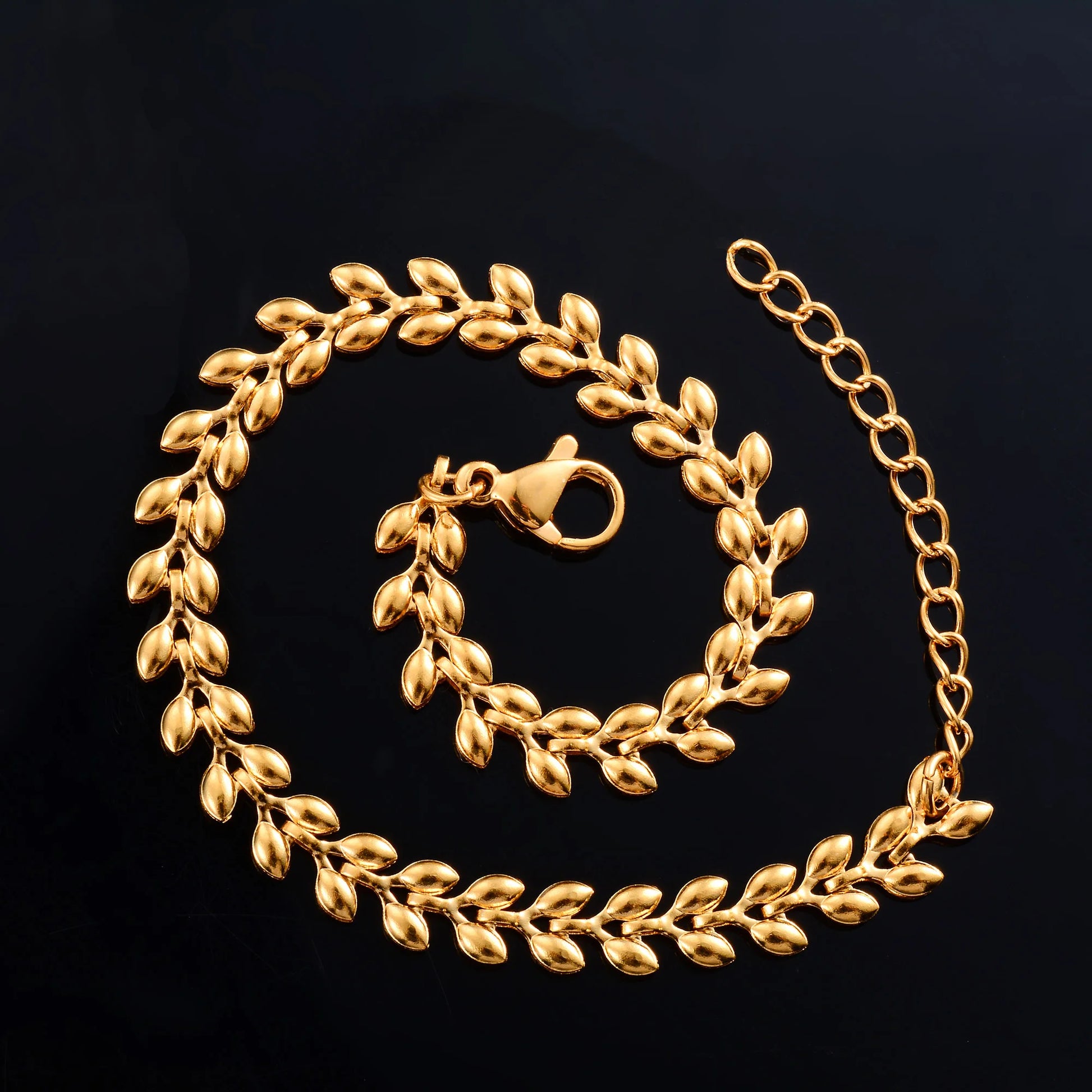 Bracelet Stainless Steel for Women Wheat Link Hand Chain with Extender Gold Color Plated Bangle Anklet Ladies Jewelry Accessory