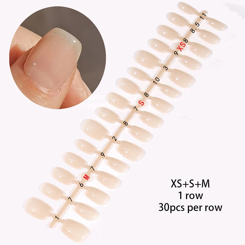24Pcs/Set White French Press on Fake Nails Full Cover Artificial Wearable Nail Beauty Tips Naked French White False Nails Art