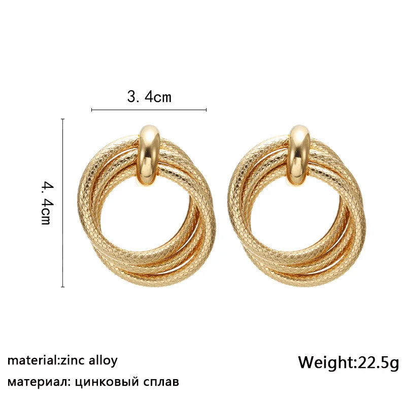 New Fashion Twist Dangle Earrings for Women Exaggerated Gold Color Metal Wrap Earrings European Ear Jewelry oorbellen