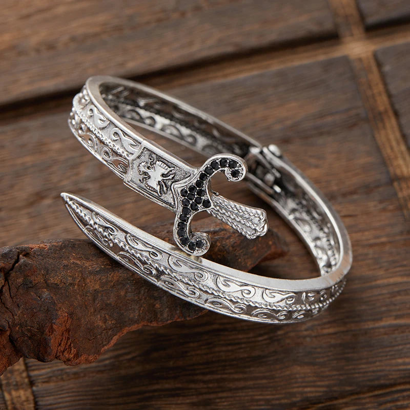 1pc Vintage Punk Gothic Geometric Opened Sword Cuff Bangle Bracelet Personality Couple Gift for Men Hiphop Party Jewelry