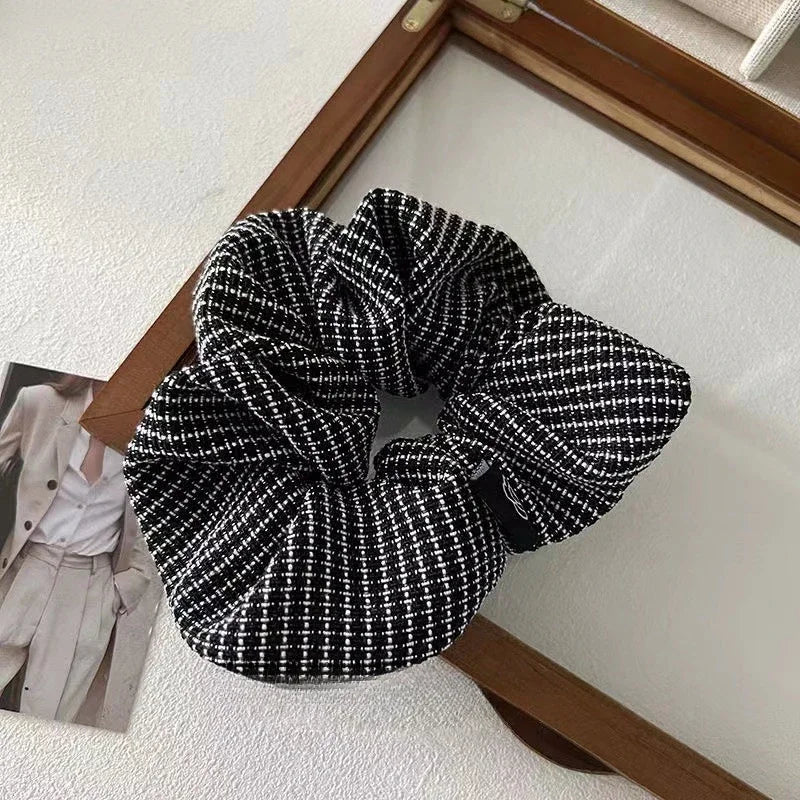 Vintage Fashion Women New Plaid Elastic Hair Bands Elegant Designers Girl Hair Tie Ponytail Hair Accessories
