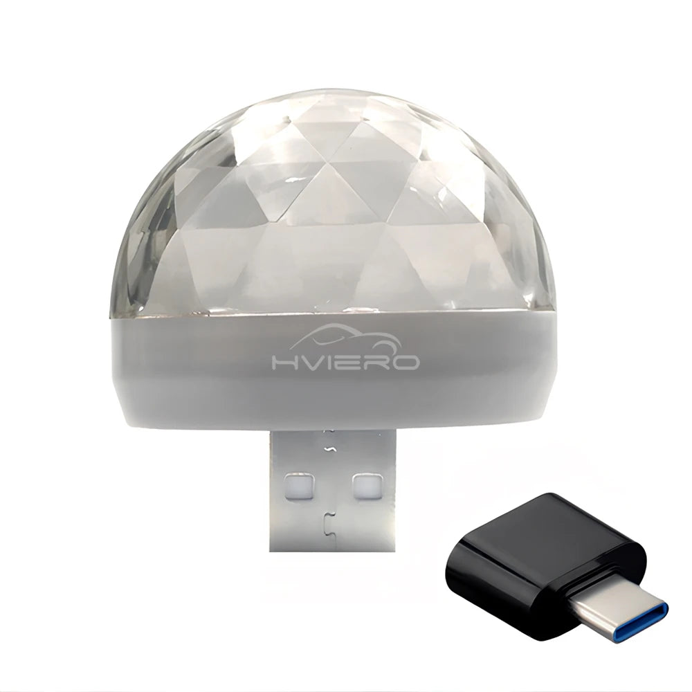Car DJ RGB Music Sound Colorful LED Mini Mushroom Atmosphere Lights Auto USB-C IOS Holiday Party Karaoke Welcome Decoration 5V