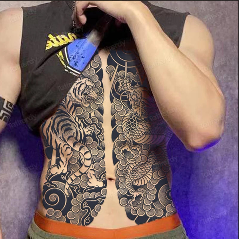 Angel Wings God Tattoo Stickers Realistic Juice Ink Semi Permanent Full Back Body Tattoo Temporary Lasting 2 Weeks Men Adult