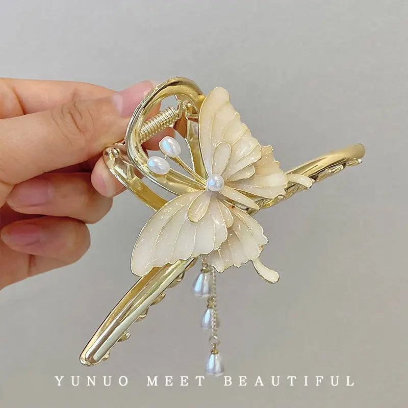 Pearl Flower Tassel Hair Claw for Women Cute Sweet Hair Clip Girls Fashion Elegance Headdress Korean Exquisite Hair Accessoires