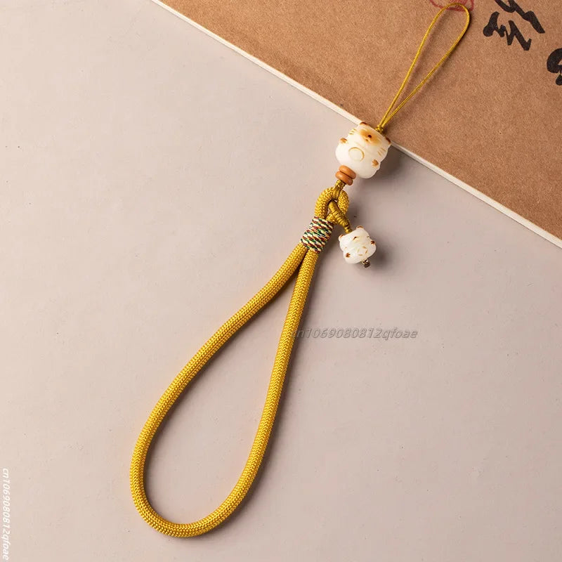 Cute Bodhi Lucky Cat Mobile Phone Wrist Hanging Chain Pendant Pendant Exquisite Anti-loss Drop-resistant Mobile Case Lanyard