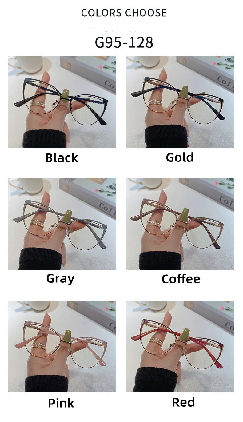 Brand Design Retro Lady Cat Eye Glasses Frame Anti Blue Light Computer Goggles Women Fashion Eyewear Gafas Mujer Anti Luz Azul