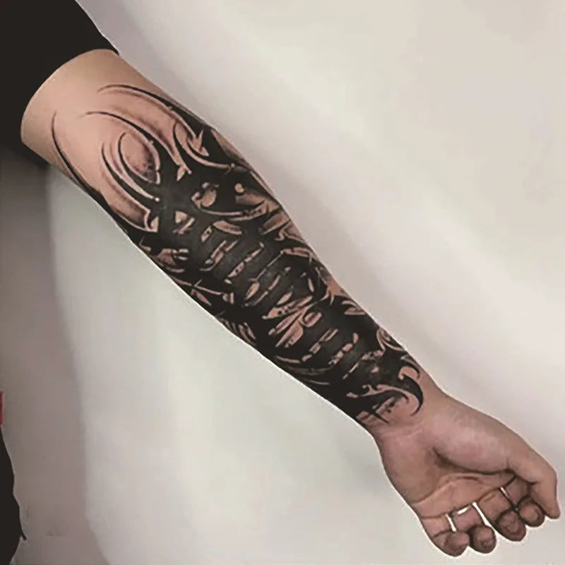Long Lasting Temporary Tattoo Stickers Men Arm Sleeve Body Painting Juice Ink Fake Tattoo For Male Adult Semi Permanent Tattoos