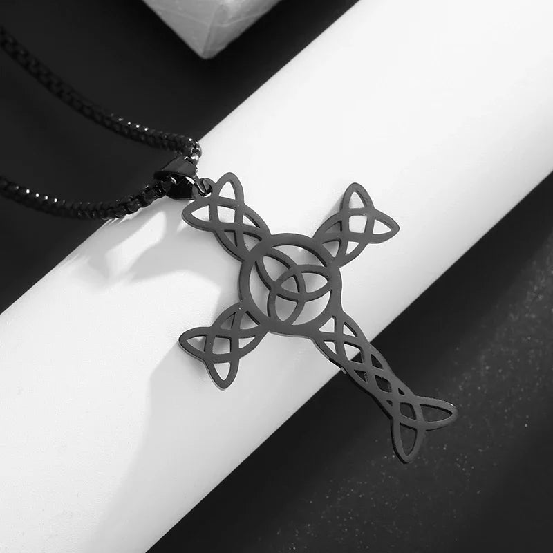 Fashion Punk Red Cross Templar Pendant Necklace Men\\'s Personalized Retro Christian Religious Jewelry