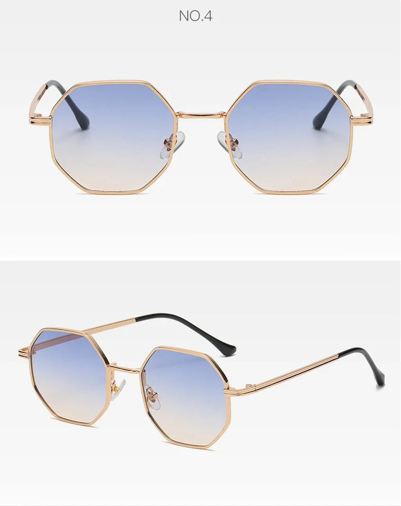Polygon Metal Sunglasses Vintage Frame For Women Sunglasses Men Luxury Brand Design Sun Glasses Women Mirror Gafas De Sol Uv400