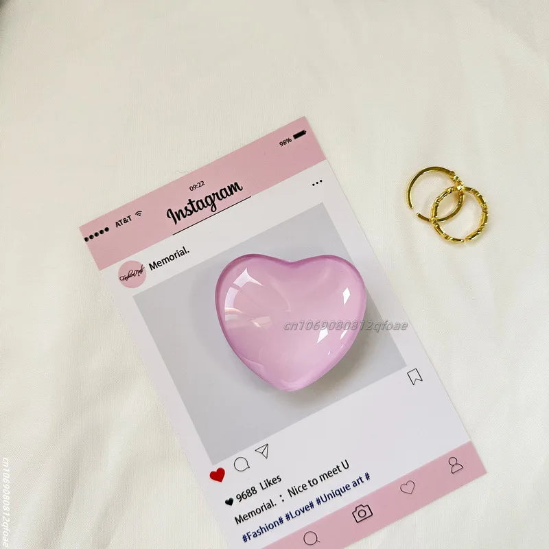 Heart Shape 3D Crystal Foldable Finger Ring Griptok Phone Holder for IPhone Samsung Support Socket Pocket Grip Tok Stand Bracket