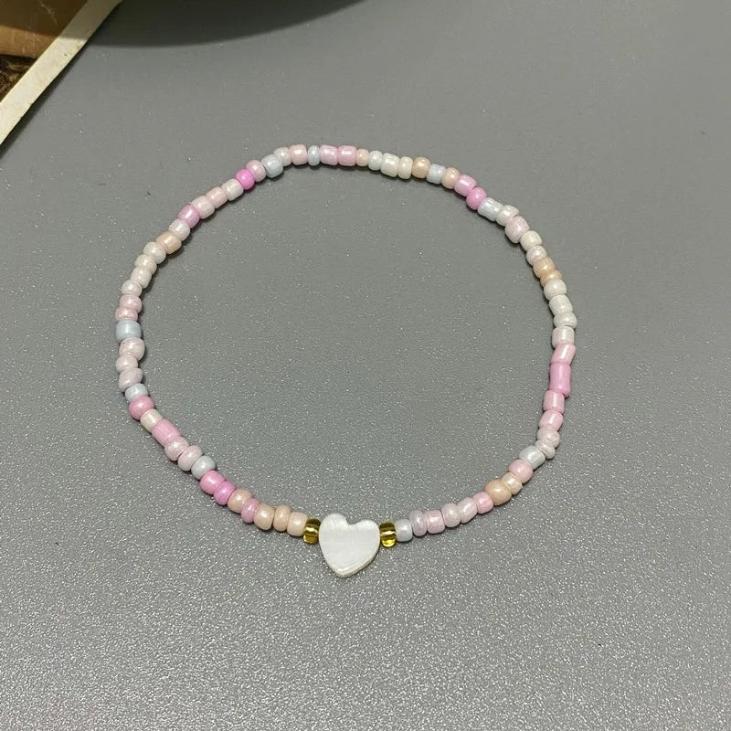 Small Glasses Beads Bracelet for Girl Women Nature shell Love Heart Hand Jewelry Gift for Friend Wholesale  Dropshipping