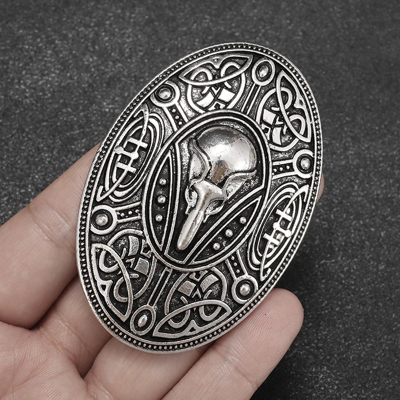 Vintage Norse Mythology Iceland Norse Shield Brooch Medieval Clothing Fastener Clothes Scarf Cloak Jewelry for Men Women