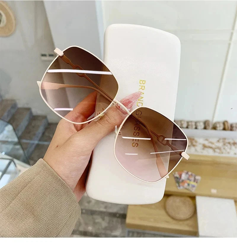 New Sunglasses Women Rimless Square Sun Glasses Luxury Ladies Fashion Personality Shades Gradient Eyewear UV400 Gafas De Sol