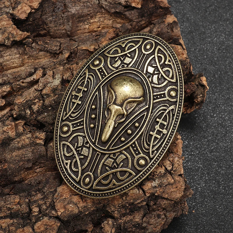 Vintage Norse Mythology Iceland Norse Shield Brooch Medieval Clothing Fastener Clothes Scarf Cloak Jewelry for Men Women