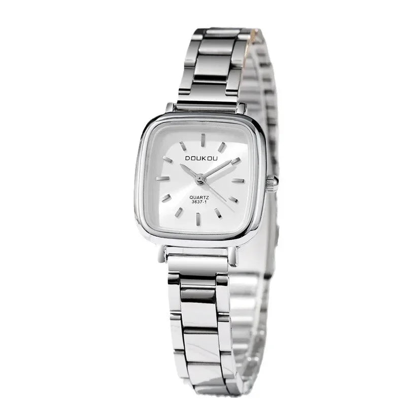 New Brand Ladies Watch Versatile Korean Female Student Small Square Quartz Watch Adjustable Stainless Steel Strap Wristwatches