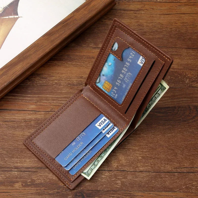 Men Foldable Wallets Picture Coin Slim Purses Business Money Credit ID Cards Holders Vintage Business Practical Men Wallets