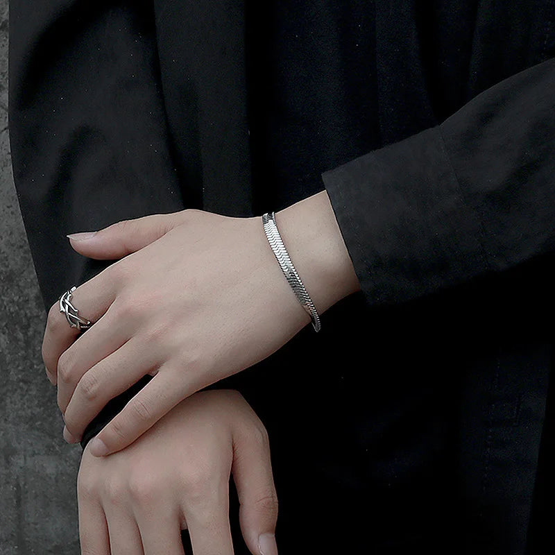 Men's Bracelet Homme Stainless Steel Blade Chain Bracelet for Men Snake Chain Couple Bracelets Valentines Gift Jewelry Wholesale