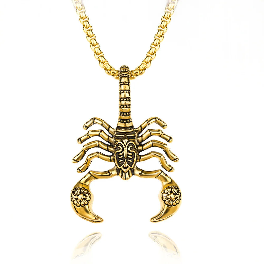 Hip Hop Rock Scorpion Pendant Necklace For Men Women Vintage Trendy Stainless Steel Insect Neck Chain Punk Cool Party Jewelry