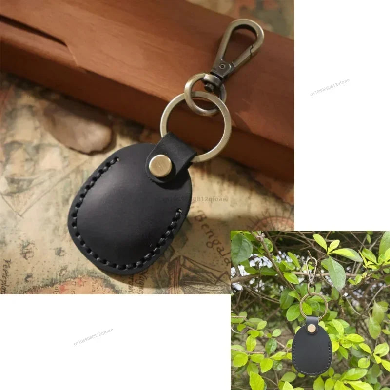 For Airtags Protective Case Retro High Quality PU Leather Keychain For Apple Anti-lost Tracker Locator Device Accessories