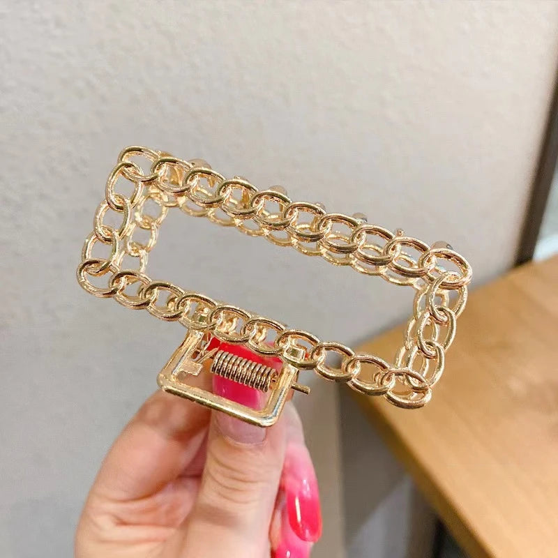 New Geometric Metal Hair Clips Elegant Gold Color Hair Claws for Women Vintage Hairpin Trendy Girls Hair Accessories