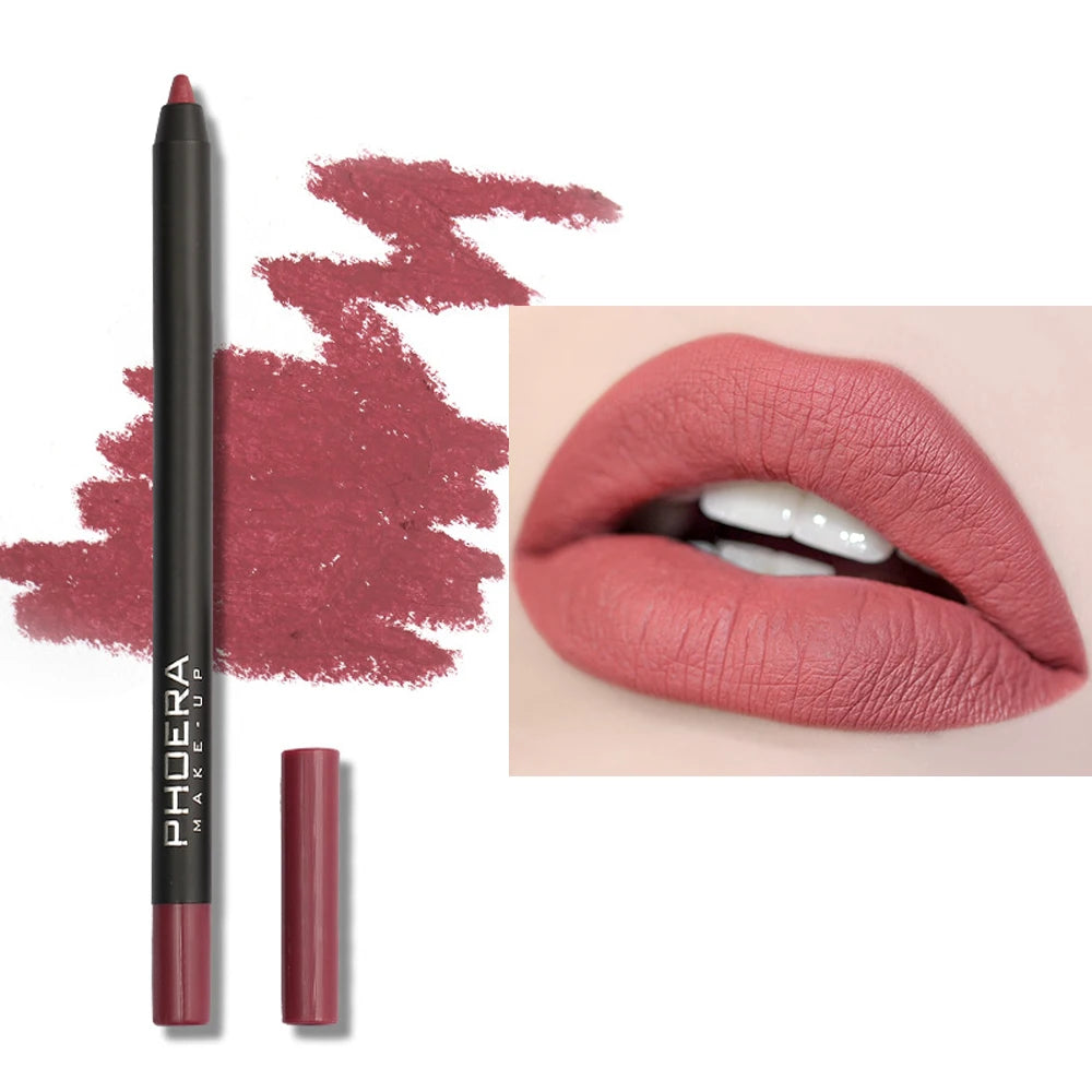 12 Color Lip Liner Pen Smudge-proof  Longwear Rich Lips Colors Smooth Application Color Sensational Shaping Lip Liner Lip Makeup