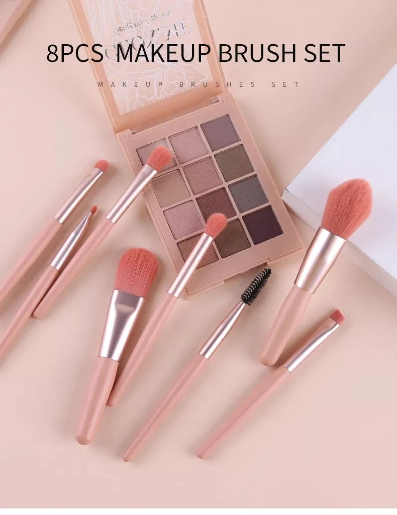 New 8Pcs Makeup Brush Set Makeup Concealer Brush Blush Loose Powder Brush Eye Shadow Highlighter Foundation Brush Beauty Tools