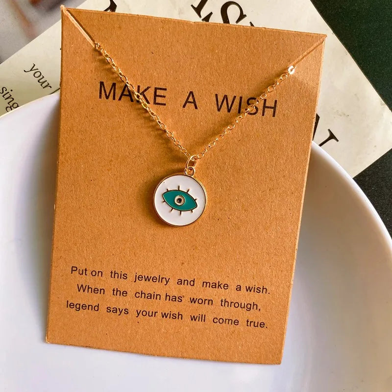 Color Turkey Eye Pendant Necklace for Women Men Fashion Luck Pendant Neck Jewelry Gift for Friend Wholesale