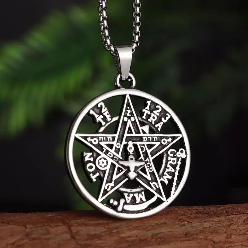 Retro Buddhist Exorcist Vajra Pendant Necklace Fashion Religious Good Luck Amulet Wealth Jewelry for Men