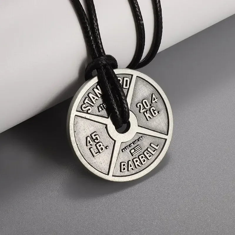 Stainless Steel Barbell Dumbbell Pendant Men's Fitness Bodybuilding Necklace Women's Gym Casual Sports Jewelry