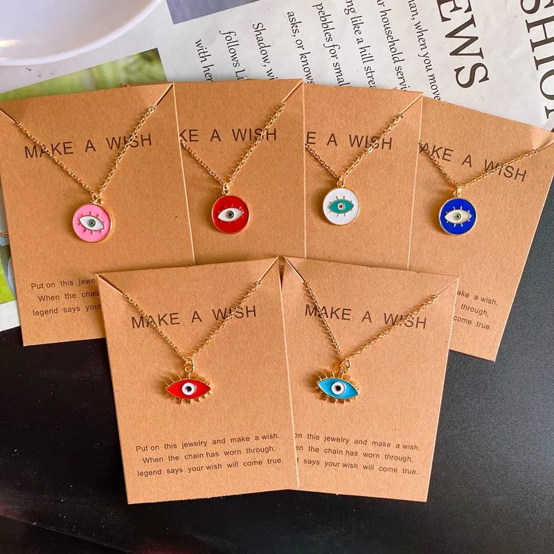 Color Turkey Eye Pendant Necklace for Women Men Fashion Luck Pendant Neck Jewelry Gift for Friend Wholesale