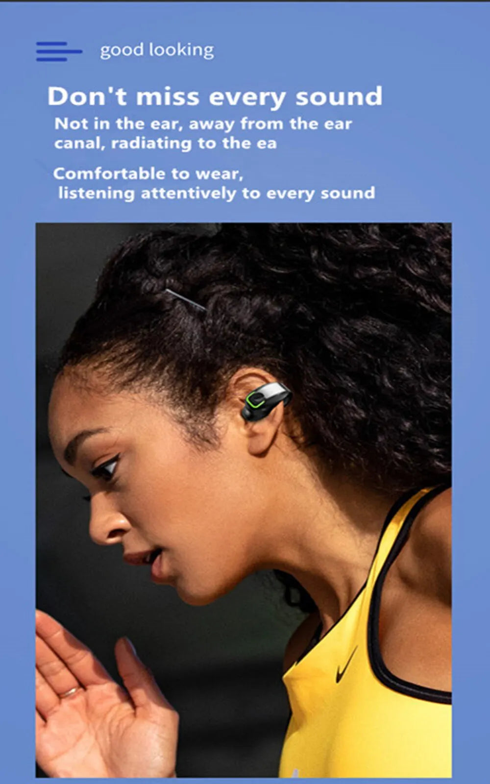 Bone Conduction Earbuds Waterproof Mini Single Ear Clip Earphone Bluetooth-compatible 5.3 Wireless Headphone for Call Smartphone