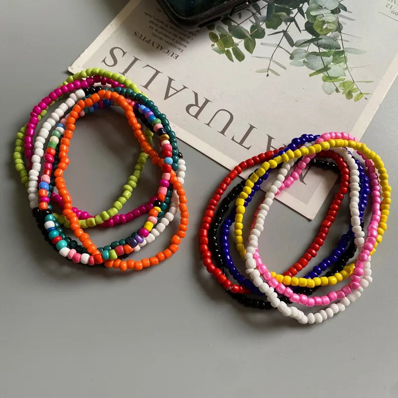 White Anklet for Women Colorful Fashion Girl Tiny Seed Beads Foot Bracelet Yellow Bohemian Anklet Gift Jewelry