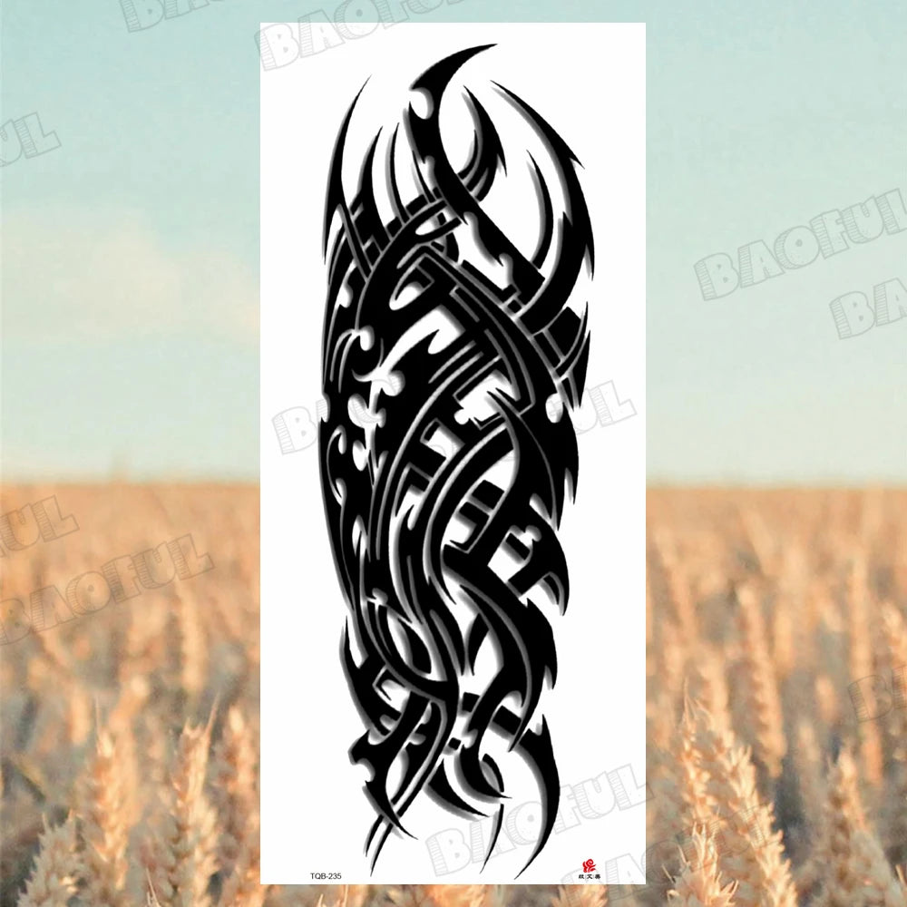 Arm Sleeve Temporary Tattoos For Women Men Realistic Wolf Lion Rosette War Maori Flower Fake Tattoo Stickers Sexy Thigh Tatoos