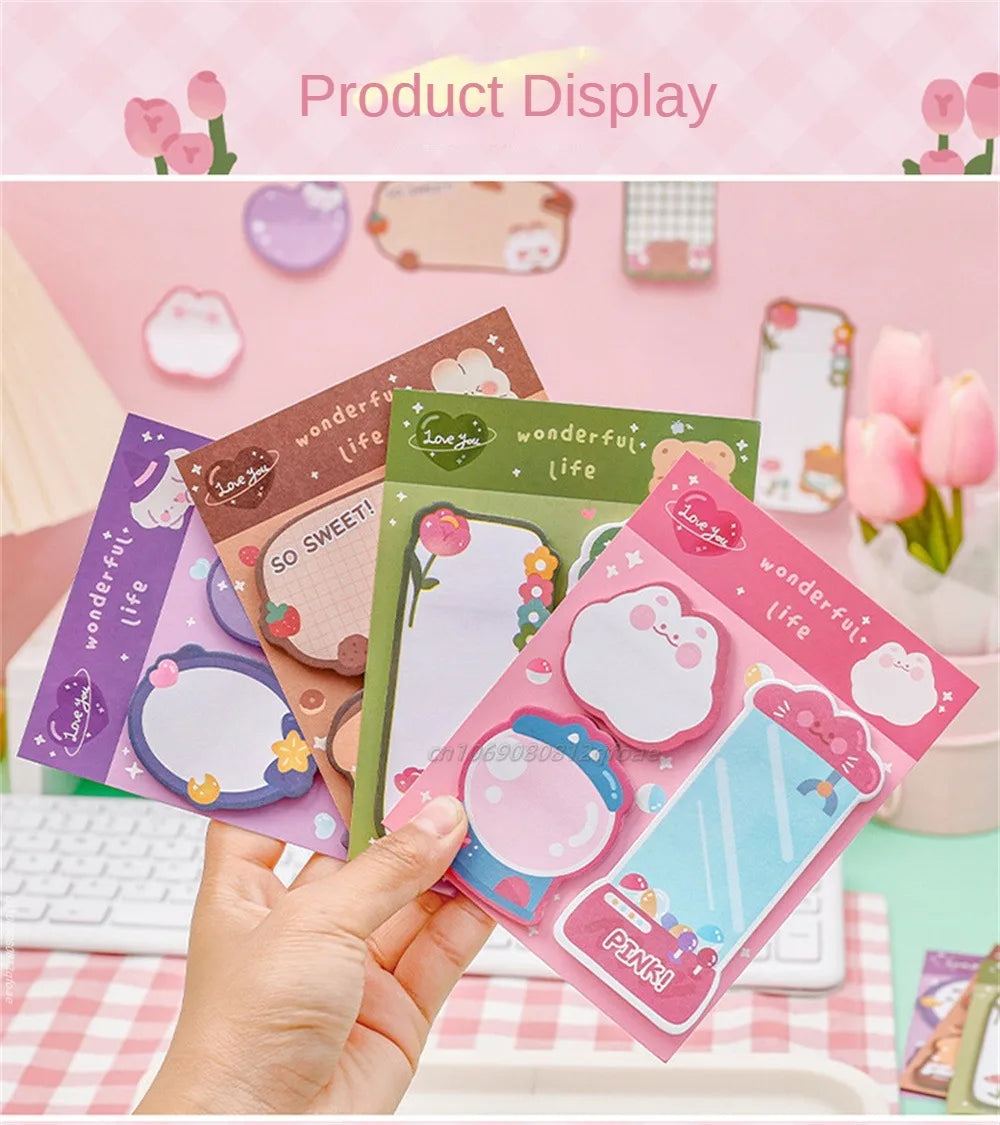 60sheets Sticky Notes Cute Cartoon Colorful Memo Pad Ins Kawaii Stationery Posted Tabs Its Memo Message Paper School Supplies