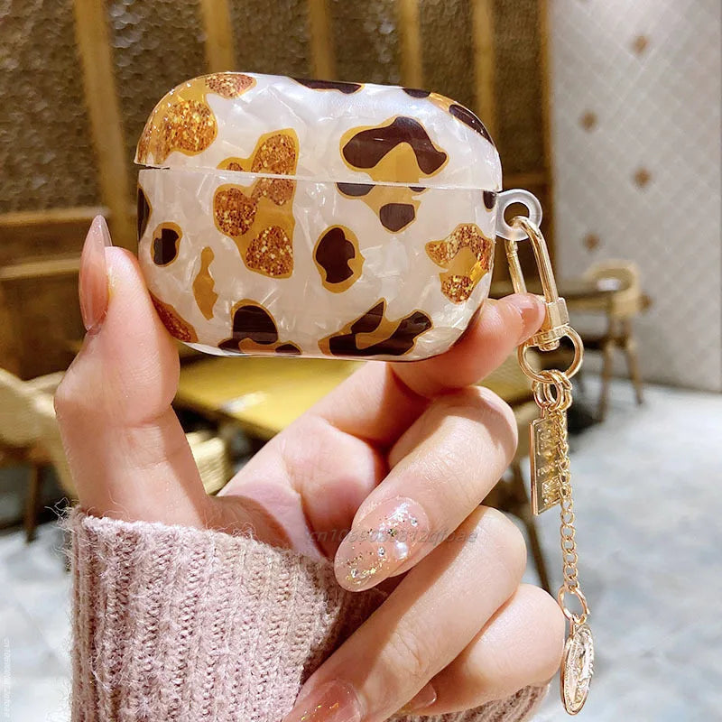 Pearl Earphone Cases For Airpods Pro 2 Leopard Pendant Headphone Protective Cover For Apple Airpod 3 Pro 2 1 3rd Generation Case