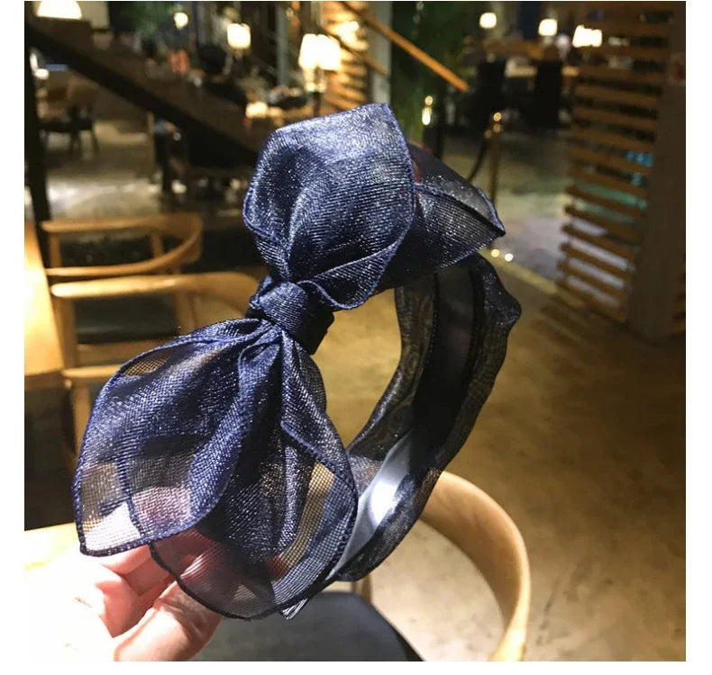 Bow Hairband Black Mesh Headband for Women Korean Fashion Double Layers Headbands with Lips Print Ladies Hair Accessories