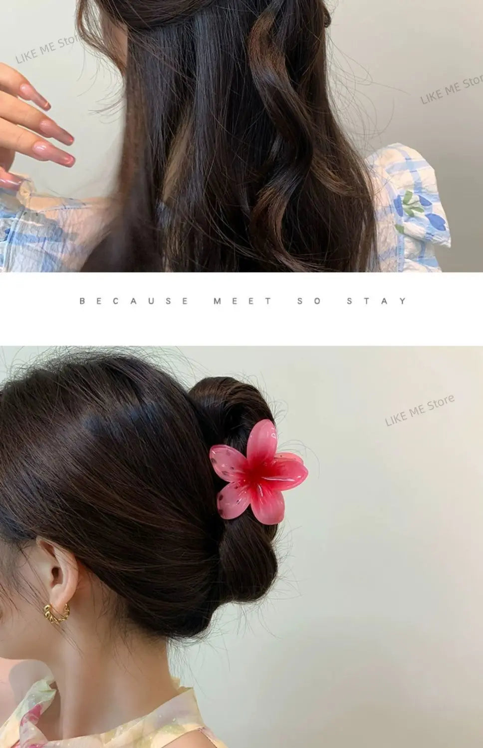 Hawaiian Flower Crab Hair Clips for Women Plumeria Barrettes Large Hair Claw for Thin/Thick Beach Hair Accessories for Girls 8cm
