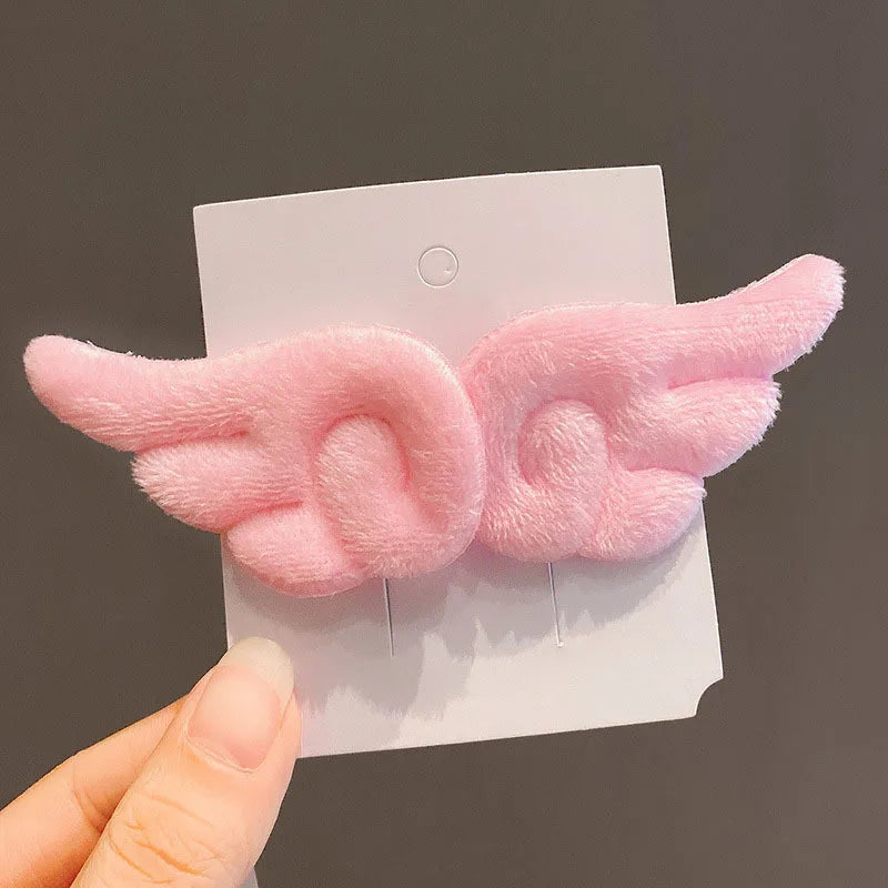 2pcs Angel Wing Hair Clips Girls Kids Cartoon Plush Pins Barrette Wing Hair Hoop Christmas Dress Up Hairpin Accessories 헤어핀
