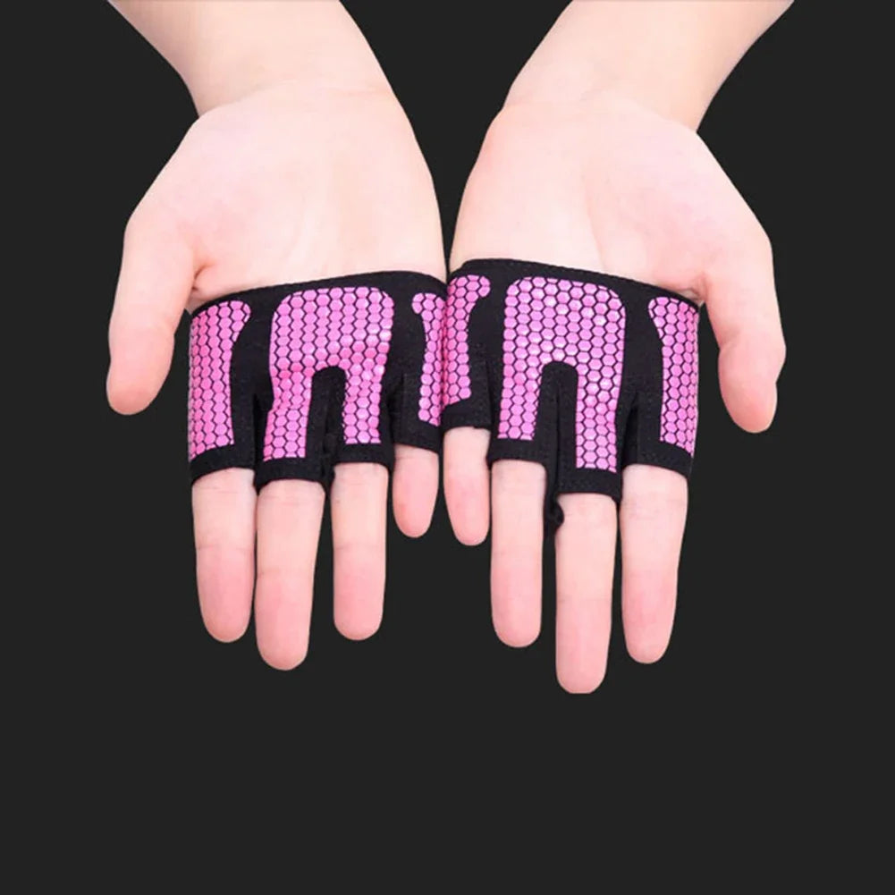 1pair Gym Half Finger Gloves Men Women Anti-Slip Silicone Workout Glove Pull Up Power Weight Lifting Grips Hand Plam Protector