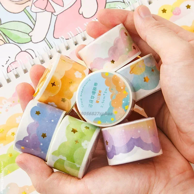 Kawaii Gradient Clouds Washi Tapes DIY Scrapbooking Journal Planner Diary Stickers Cute Masking Tape Korean Stationery Office