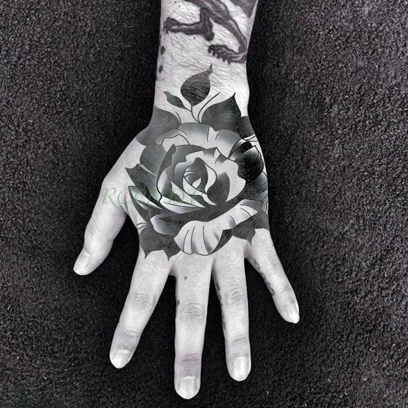 Waterproof Temporary Tattoo Sticker Rose Flower Fake Tatto Personality Flash Tatoo Hand Arm Foot Back Tato for Girl Women Men