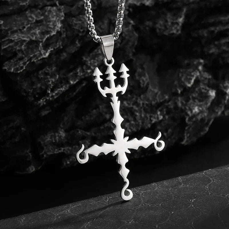 Fashion Punk Red Cross Templar Pendant Necklace Men\\'s Personalized Retro Christian Religious Jewelry