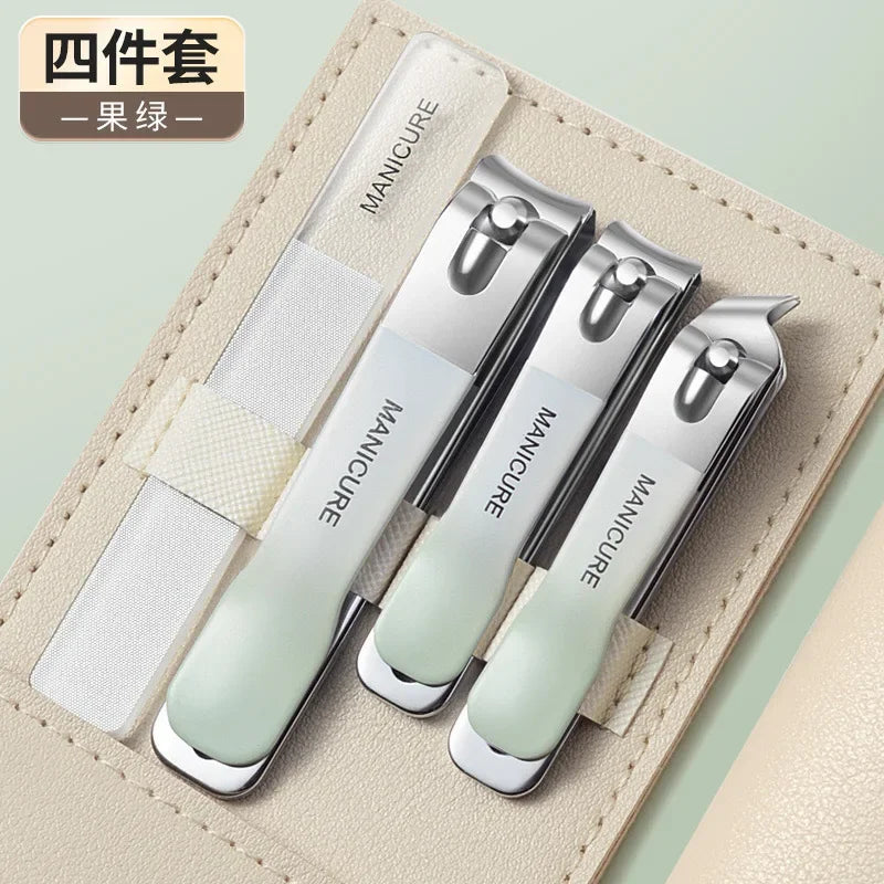 1/4 Pieces/set Manicure Set with Portable Leather Case and Nano Nail File - Fingernails & Toenails Clippers for Nail Care