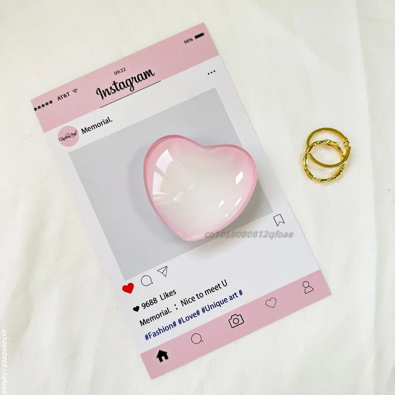 Heart Shape 3D Crystal Foldable Finger Ring Griptok Phone Holder for IPhone Samsung Support Socket Pocket Grip Tok Stand Bracket