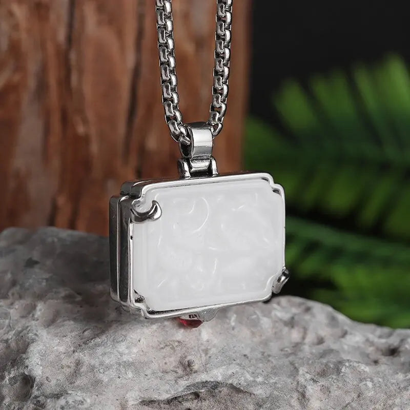 Vintage Buddhist Dharma Vessel Exorcism Vajra Pendant Necklace for Men Necklace Religious Amulet Accessory Gift